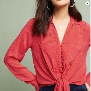 Anthropologie Maeve MATILDA polka dot long sleeve tunic blouse size S